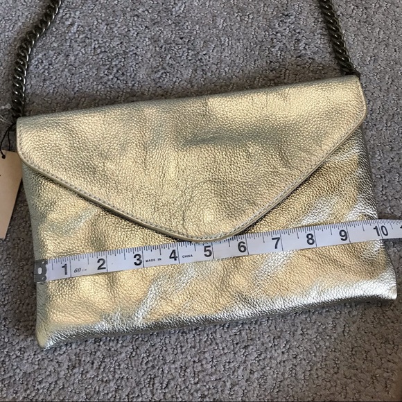 🌸 J. Crew Leather Envelope Bag / Clutch in Gold - Picture 9 of 12